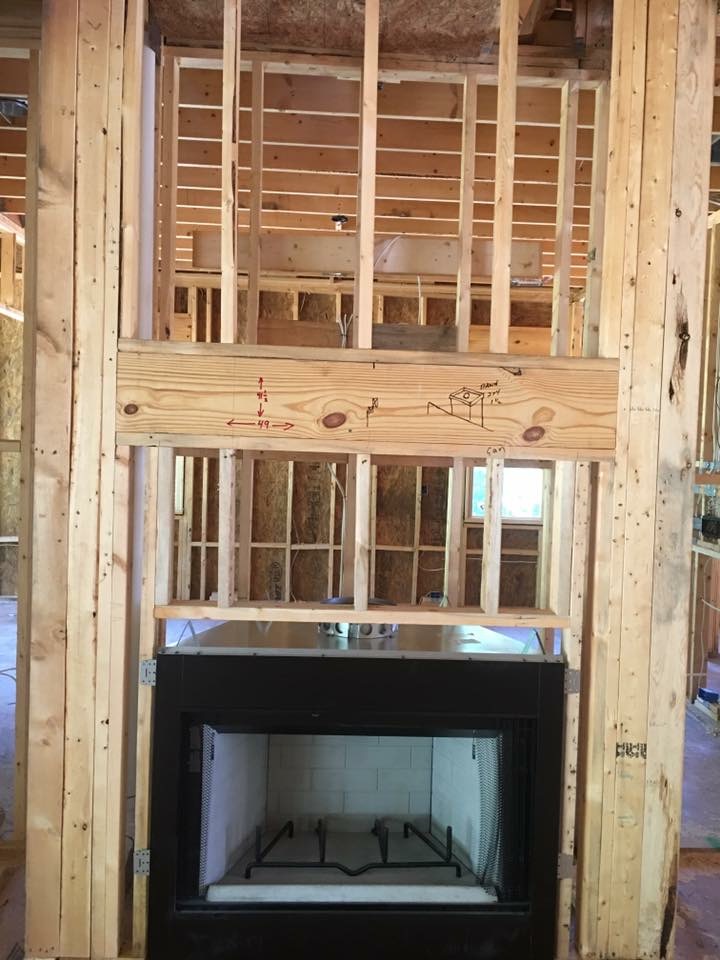 New construction fireplace framing with prefab insert