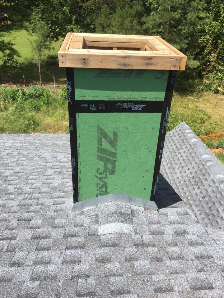 New chimney chase framing with ZIP System sheathing