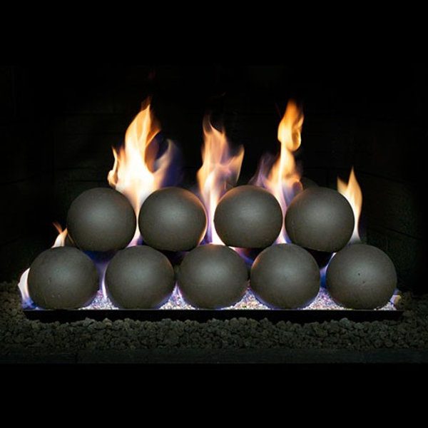 Peterson Real Fyre 4" Fyre Spheres — gas log set installed by Chimney Pro Cleaners